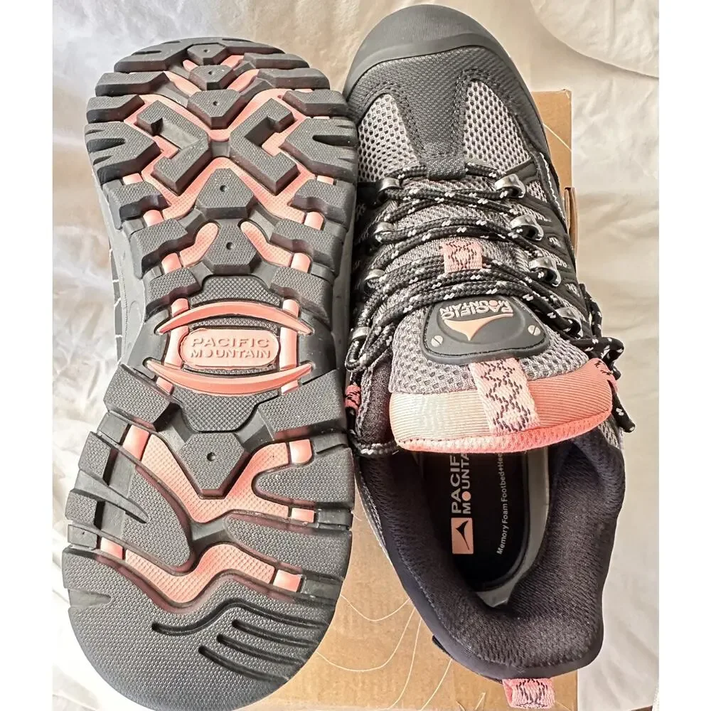 Pacific Mountain women's 7.5 Black & salmon Cheyenne Low Hiking Shoes New in box